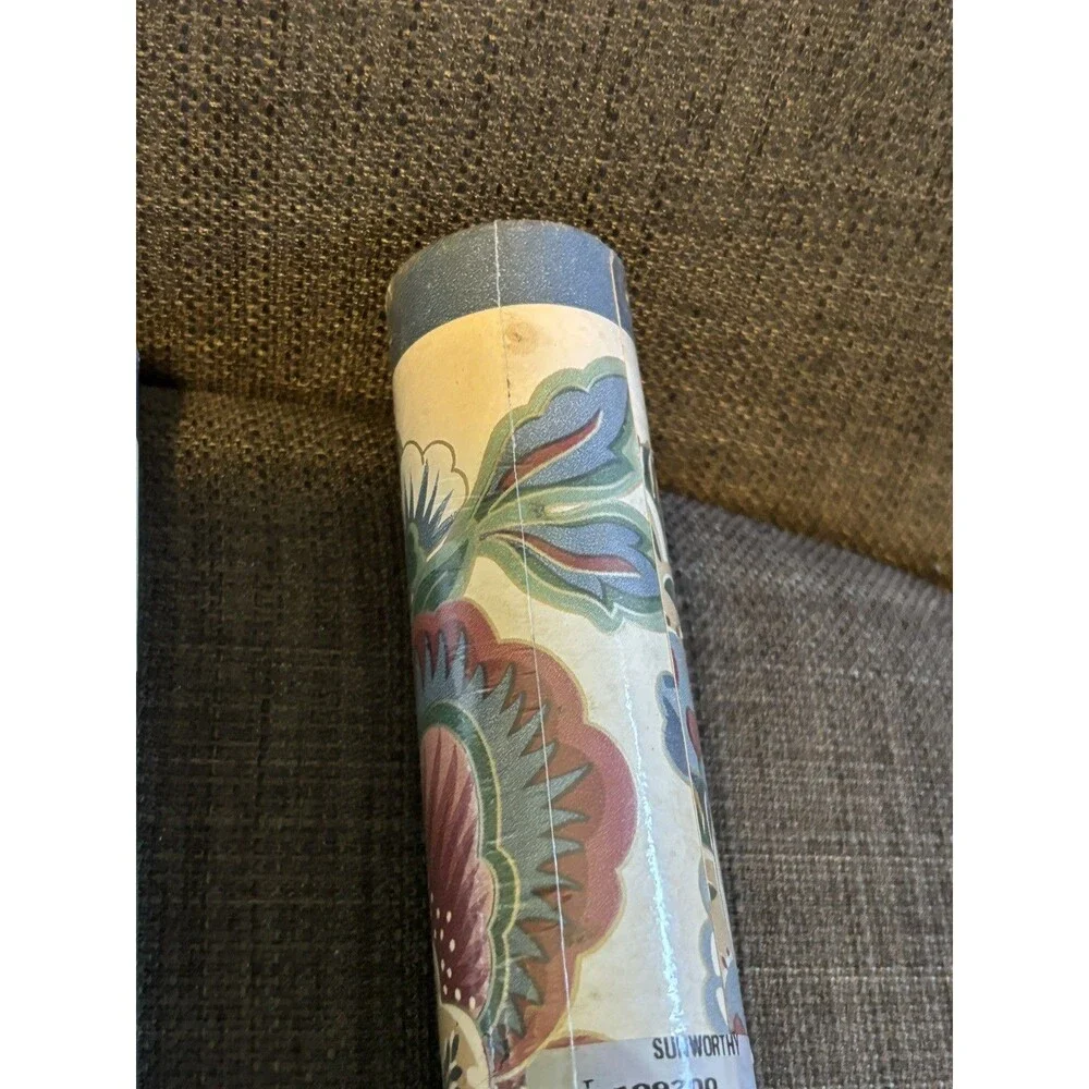 Mauve Gold Red Blue Green Jacobean Flower Floral Cream Wallpaper Border 4+ rolls
